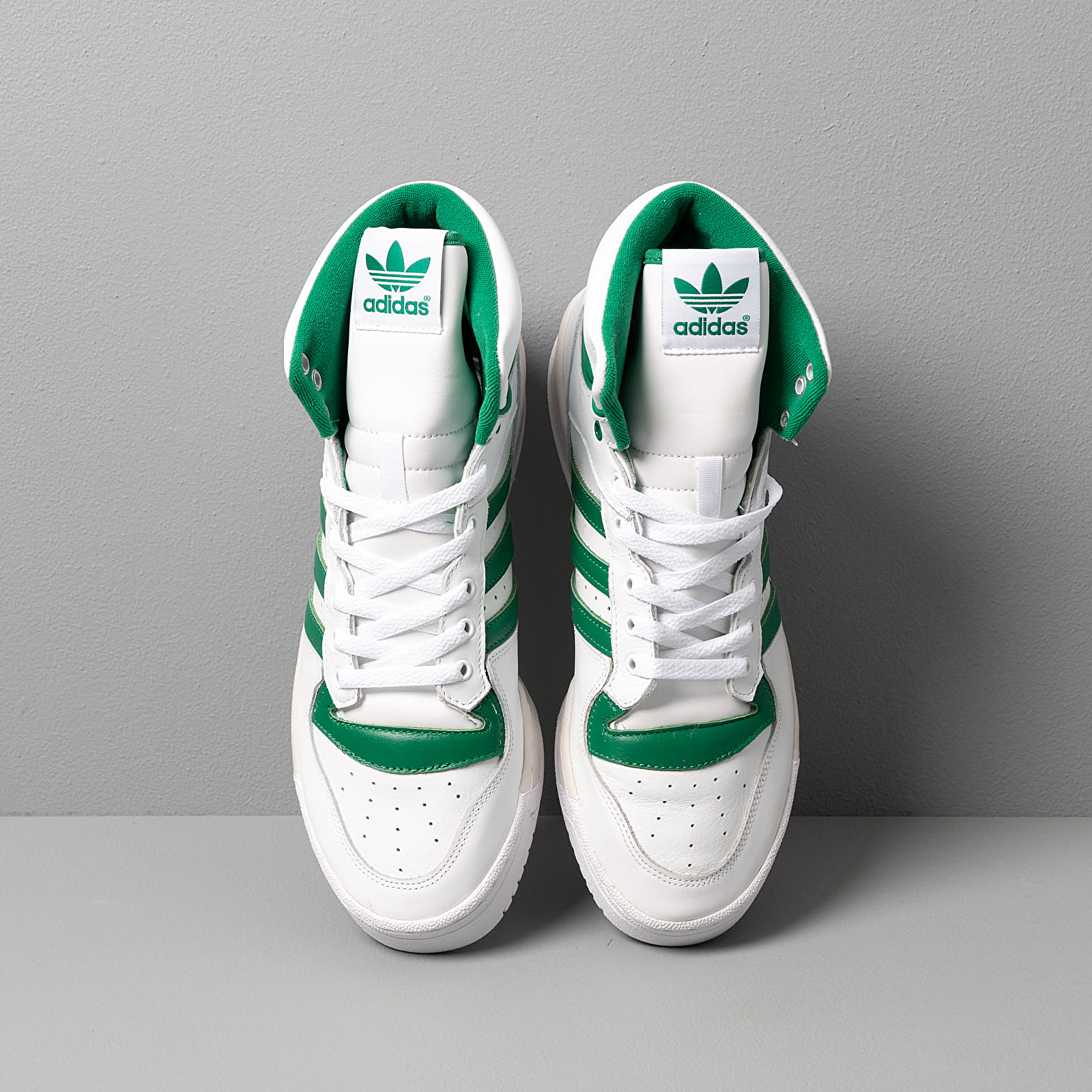 Green and white adidas high cheap tops