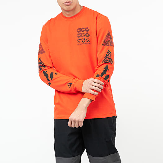 T shirts Nike ACG Knit Long Sleeve Tee Habanero Red Footshop