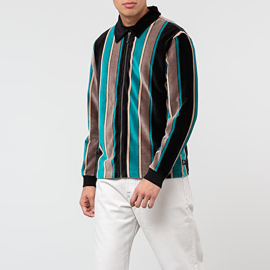 Shirts Stussy Roland Stripe Long Sleeve Full Zip Shirt Black Footshop