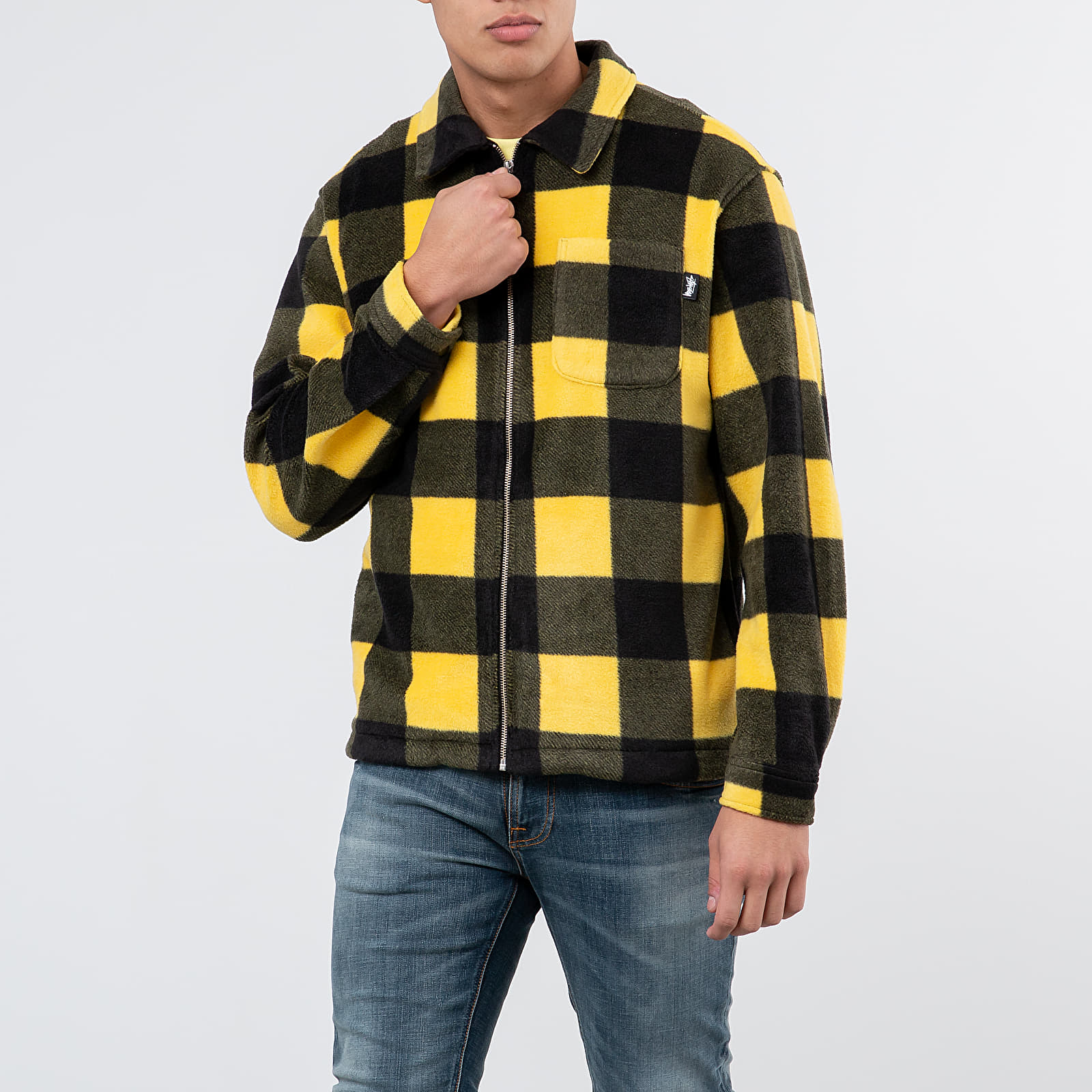 Košile Stüssy Polar Fleece Zip Up Shirt Yellow Check