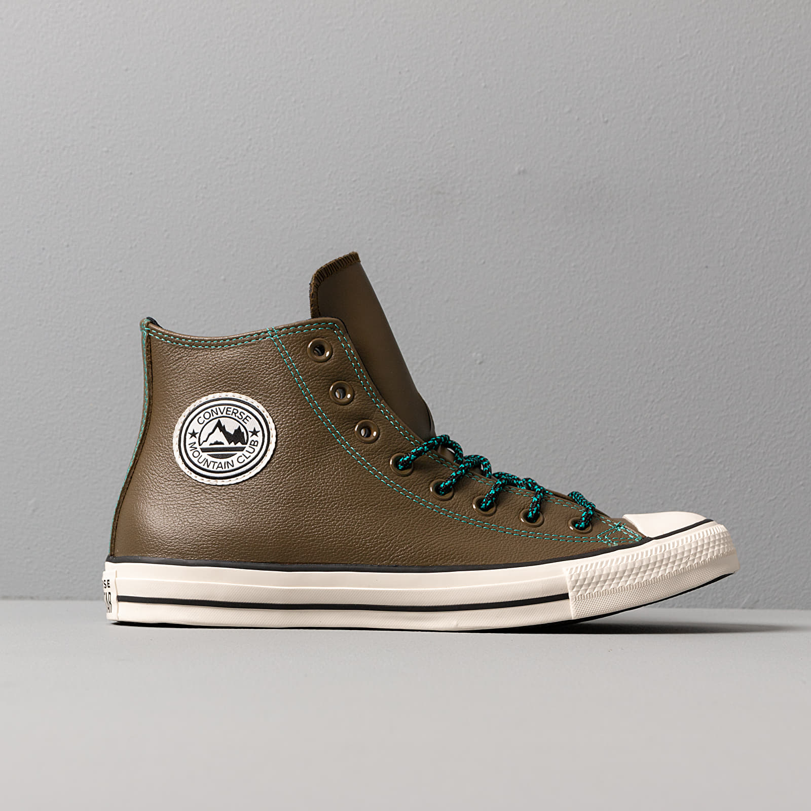 Olive green leather shop converse