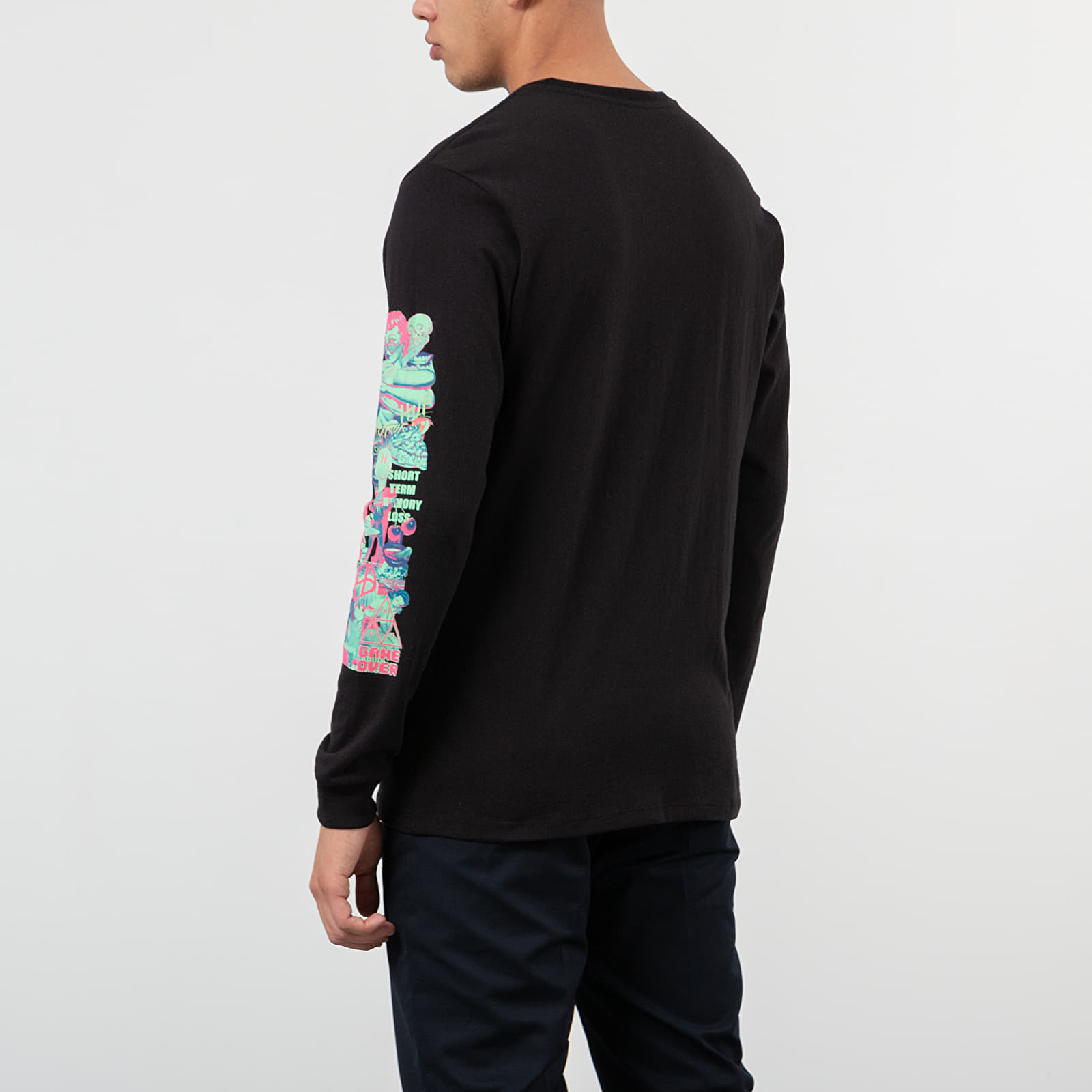 Trička HUF Short Term Long Sleeve Pocket Tee Black