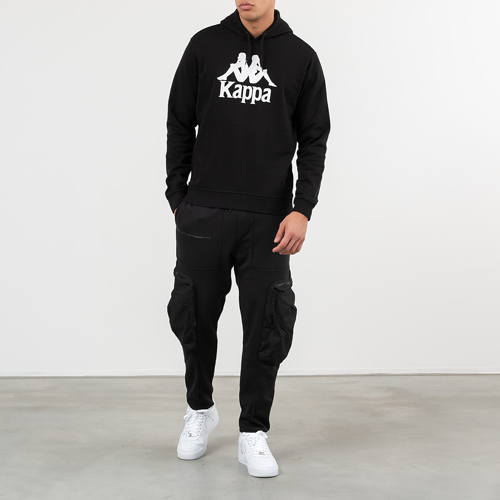 Mens black kappa hoodie outlet