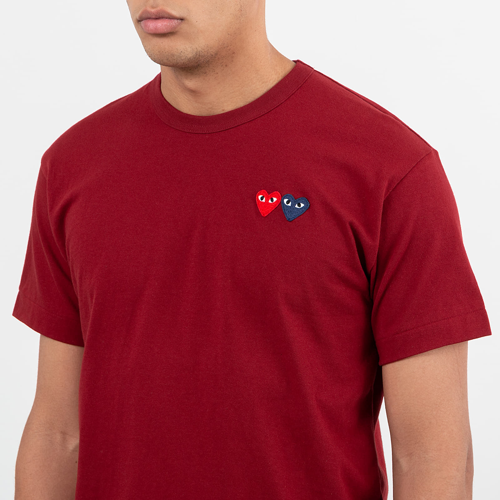 T-shirts Comme des Garçons PLAY Double Heart Tee Burgundy