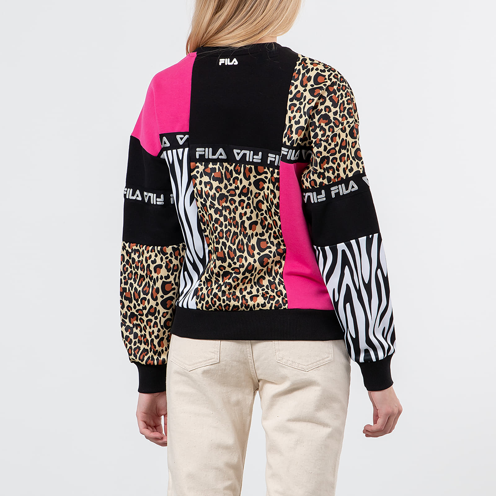 Hoodies and sweatshirts FILA Papina Crewneck Black Pink Leo