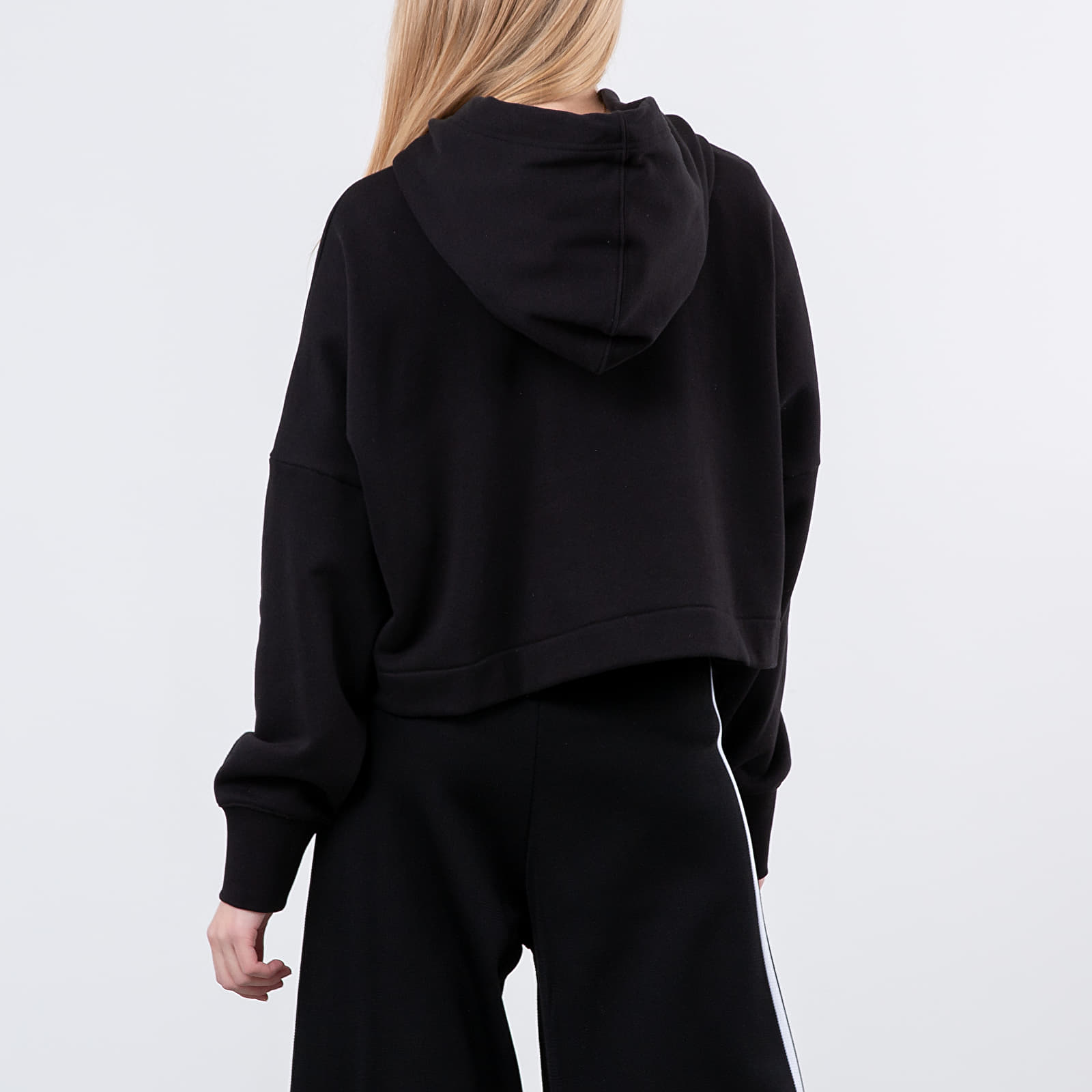 Women s Clothing adidas Large Logo Cropped Hoodie Black White