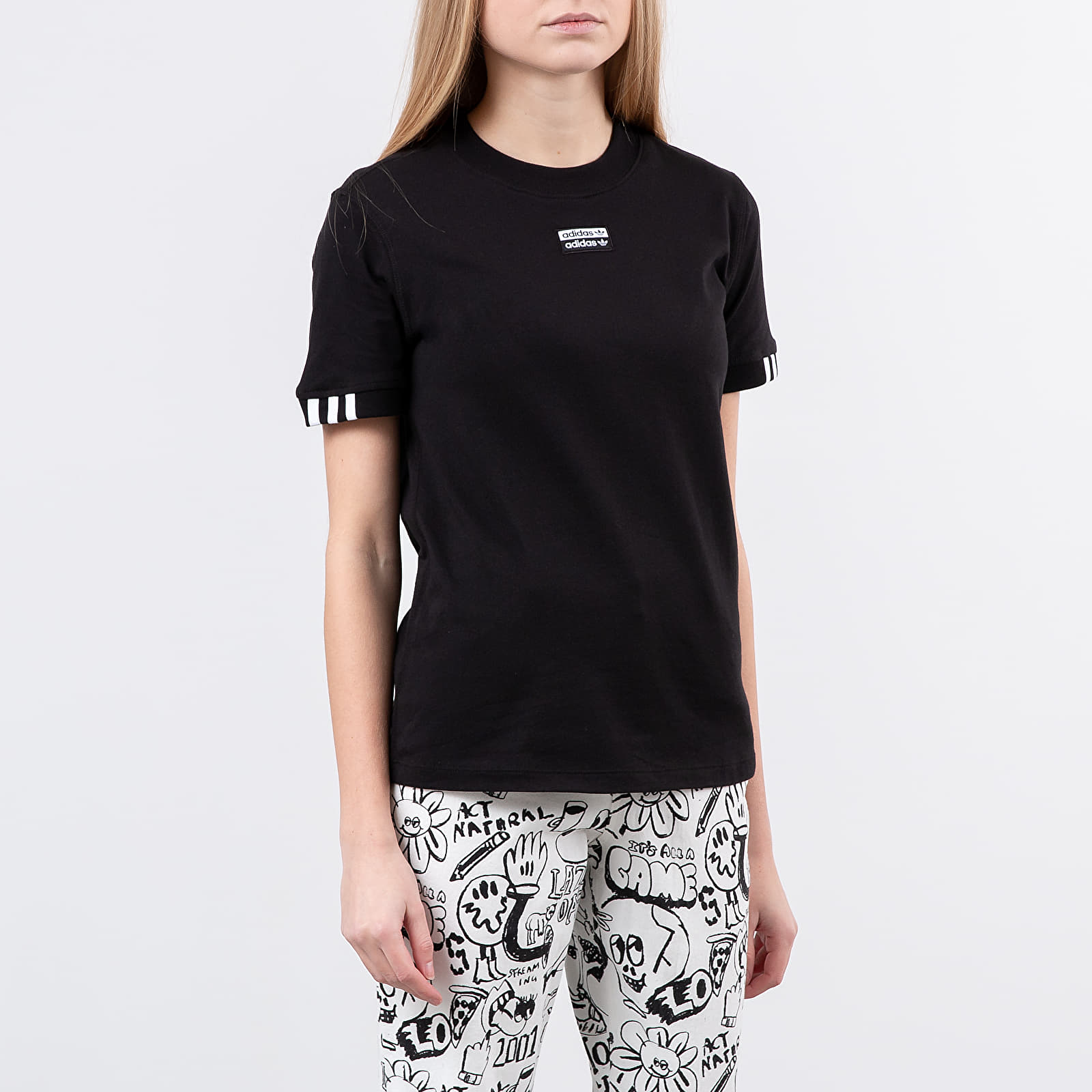 Adidas Black Cuffed Tee Cheetas