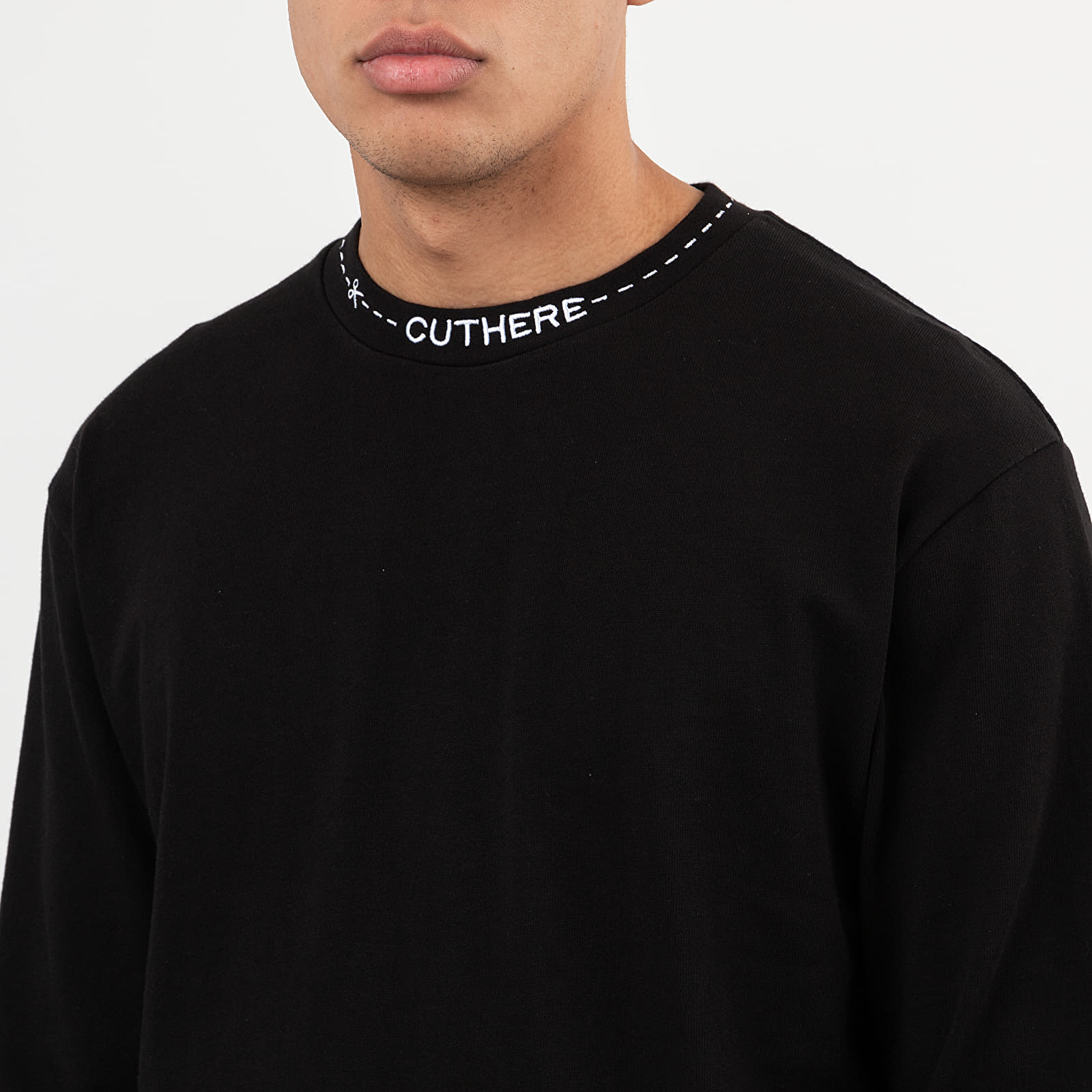 Majice T-shirt PLEASURES Cut Here Heavyweight Long Sleeve Tee Black