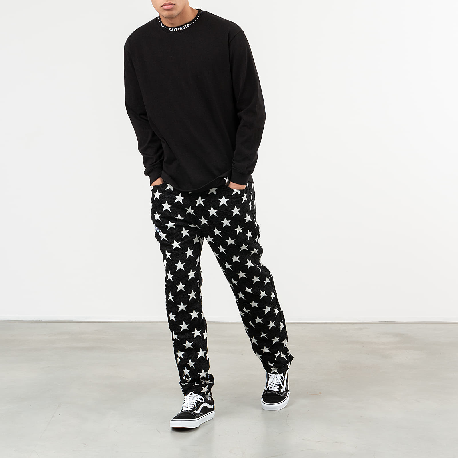 Majice T-shirt PLEASURES Cut Here Heavyweight Long Sleeve Tee Black