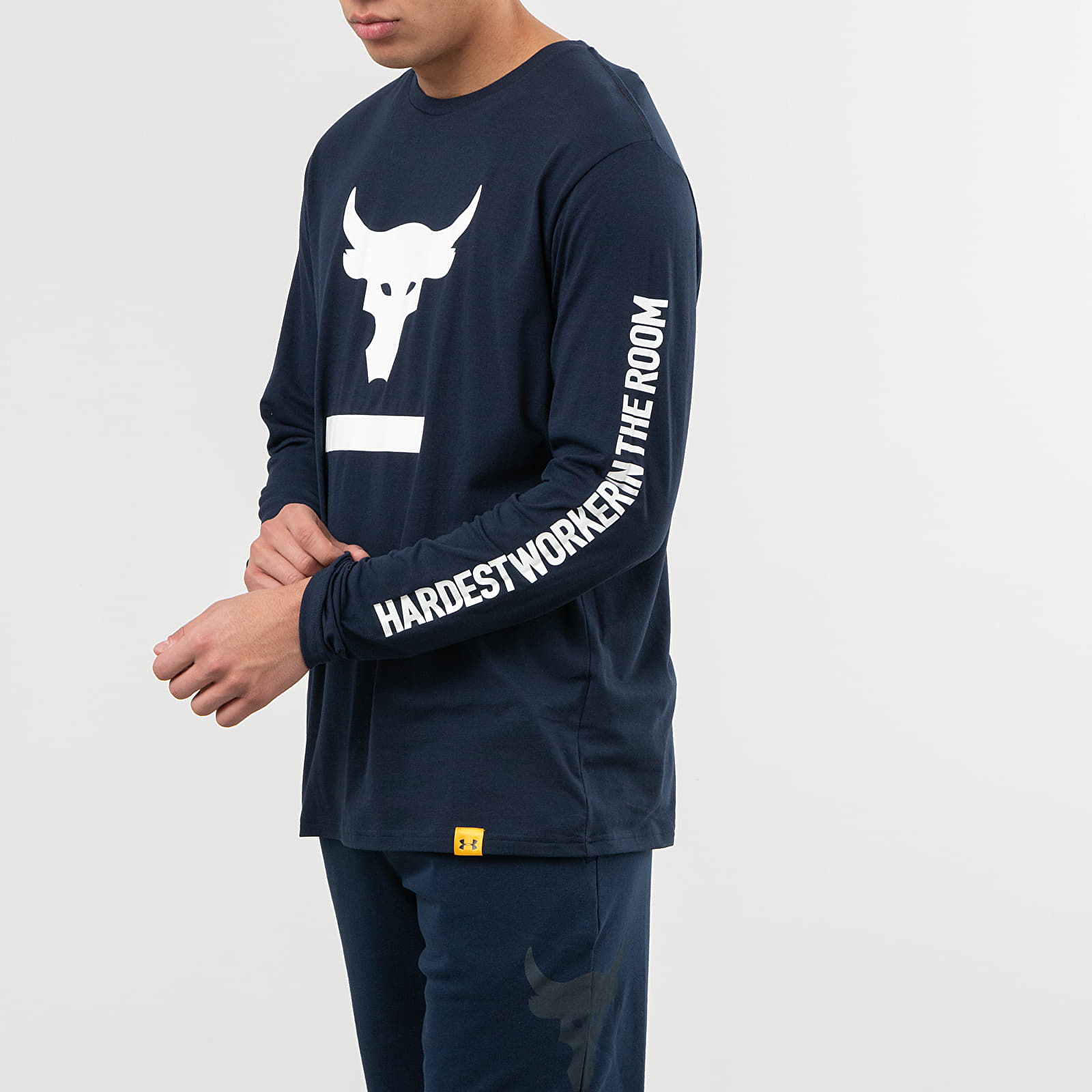 T shirts Under Armour Project Rock Hardest Worker Long Sleeve Tee Blue Footshop