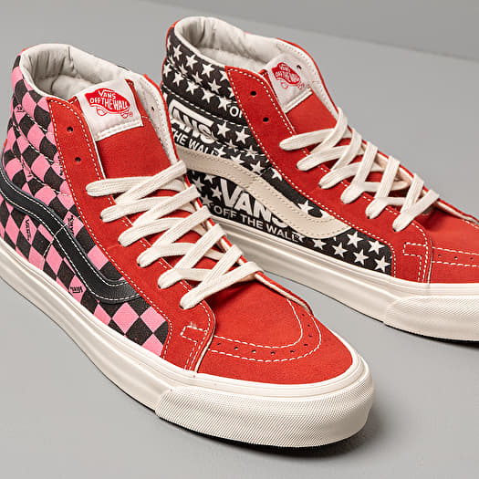 Red checkerboard cheap vans high top