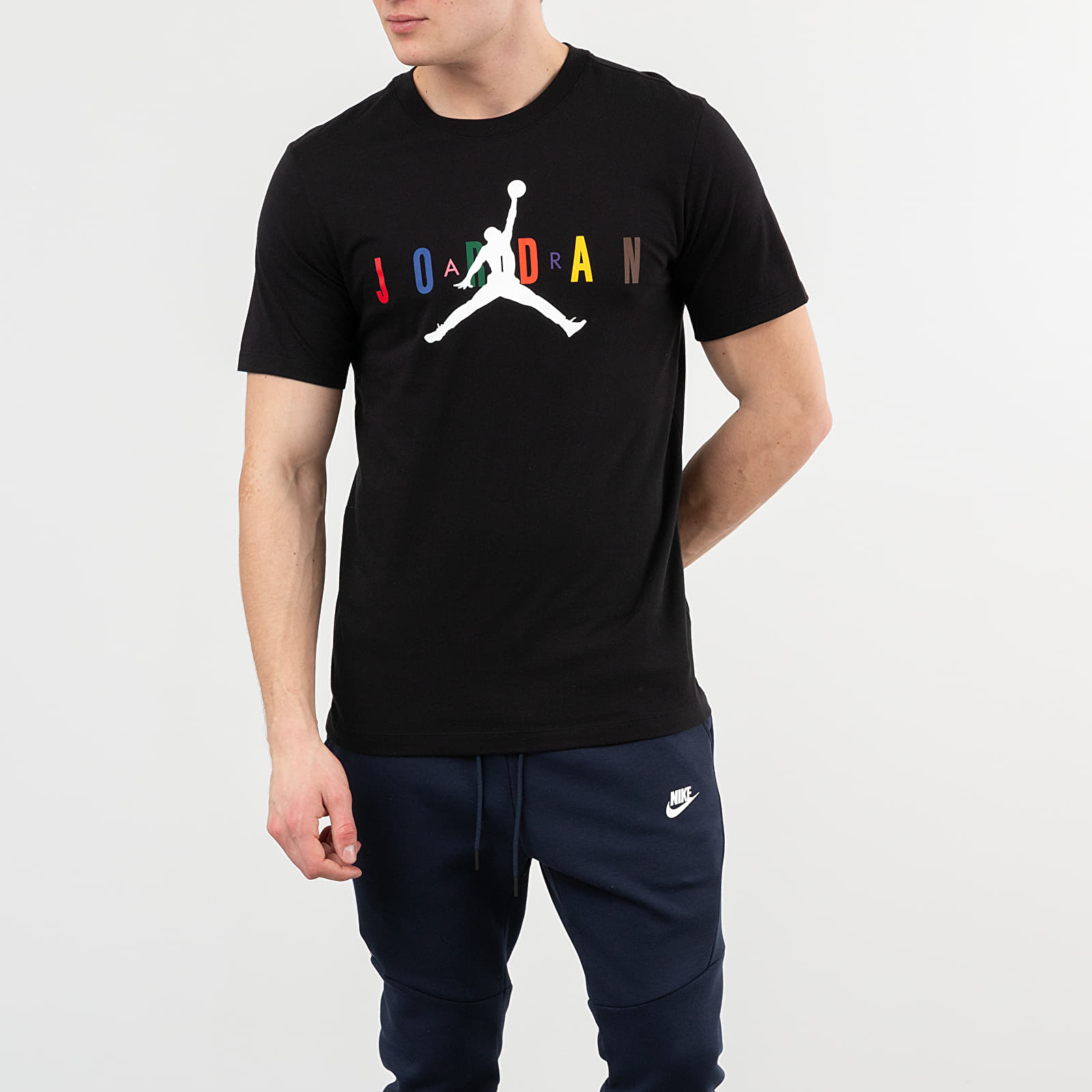 T shirts Jordan Air Wordmark Tee Black Multi Color White Footshop