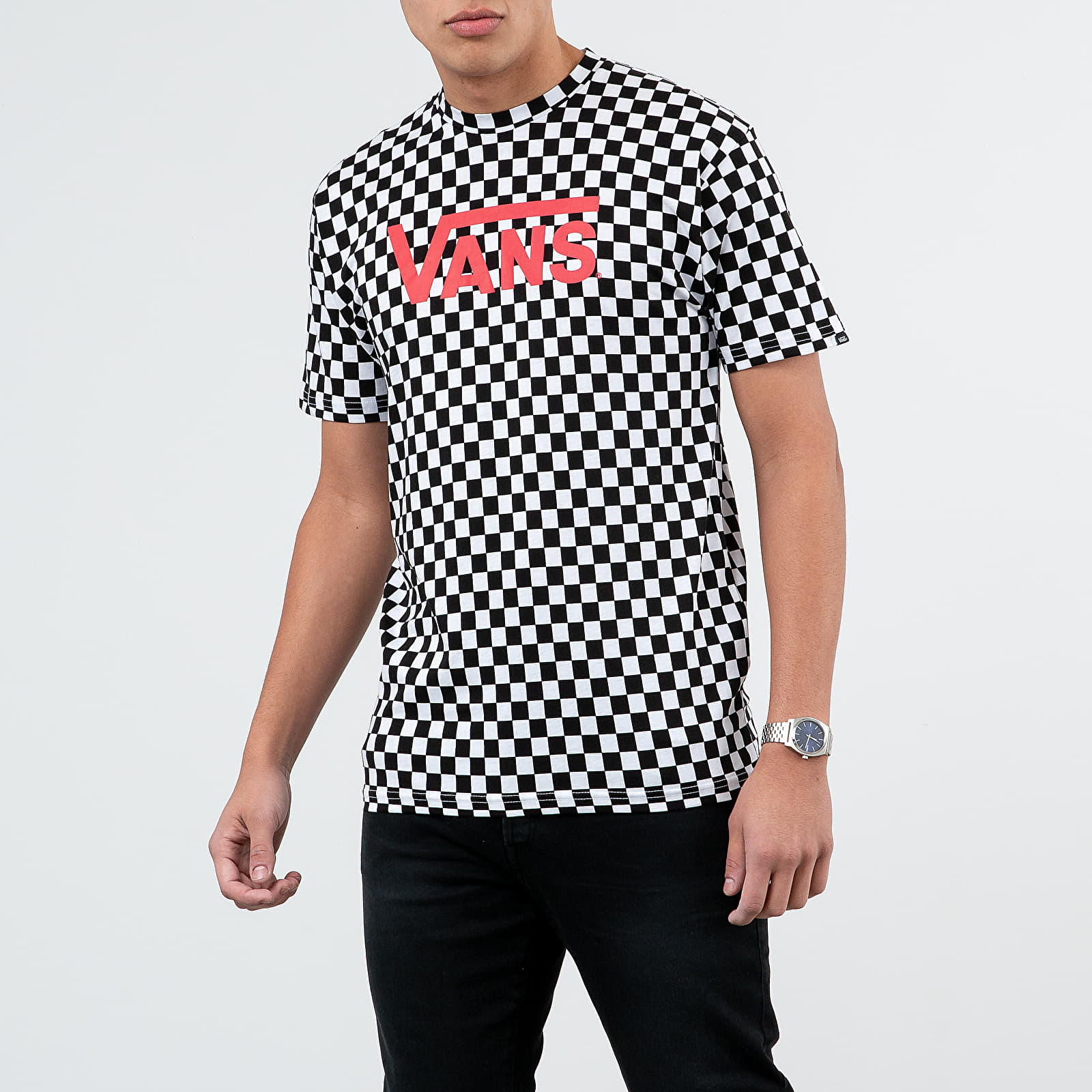 T-shirts Vans Classic Tee Black White Checkerboard