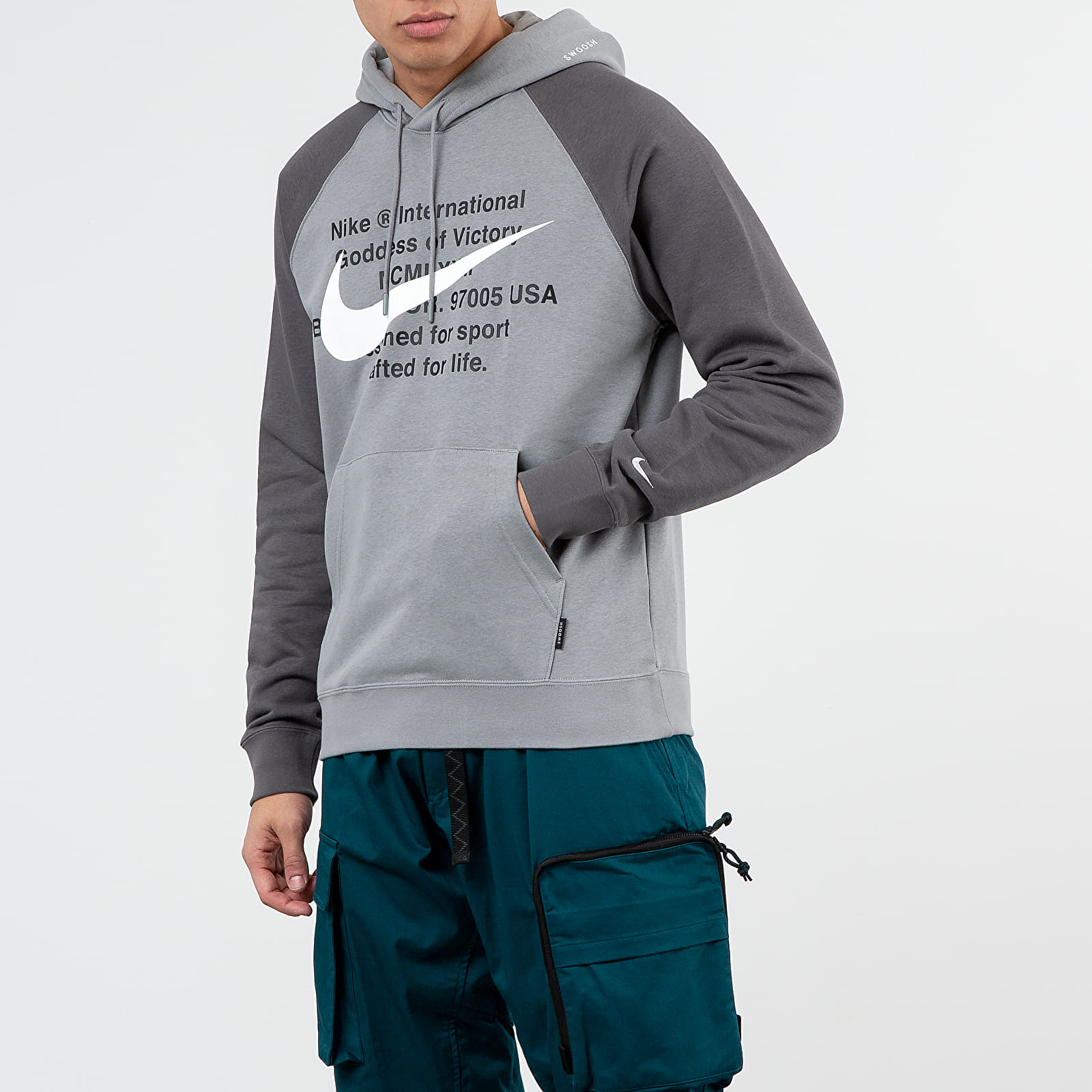 Kapucnis pulóverek és pulcsik Nike Sportswear Swoosh Pullover FT Hoodie Particle Grey/ Iron Grey/ White