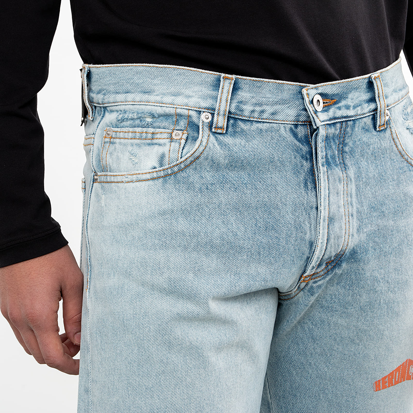 Nohavice HERON PRESTON 5 Pockets Denim Pants Vintage Wash Blue