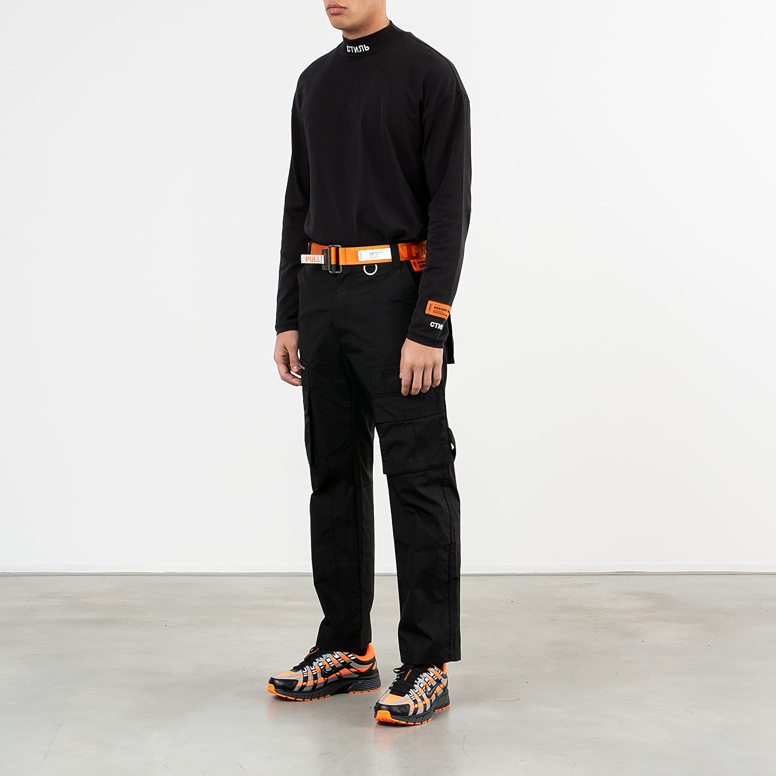 Nohavice HERON PRESTON Cargo Pants Black/ Orange