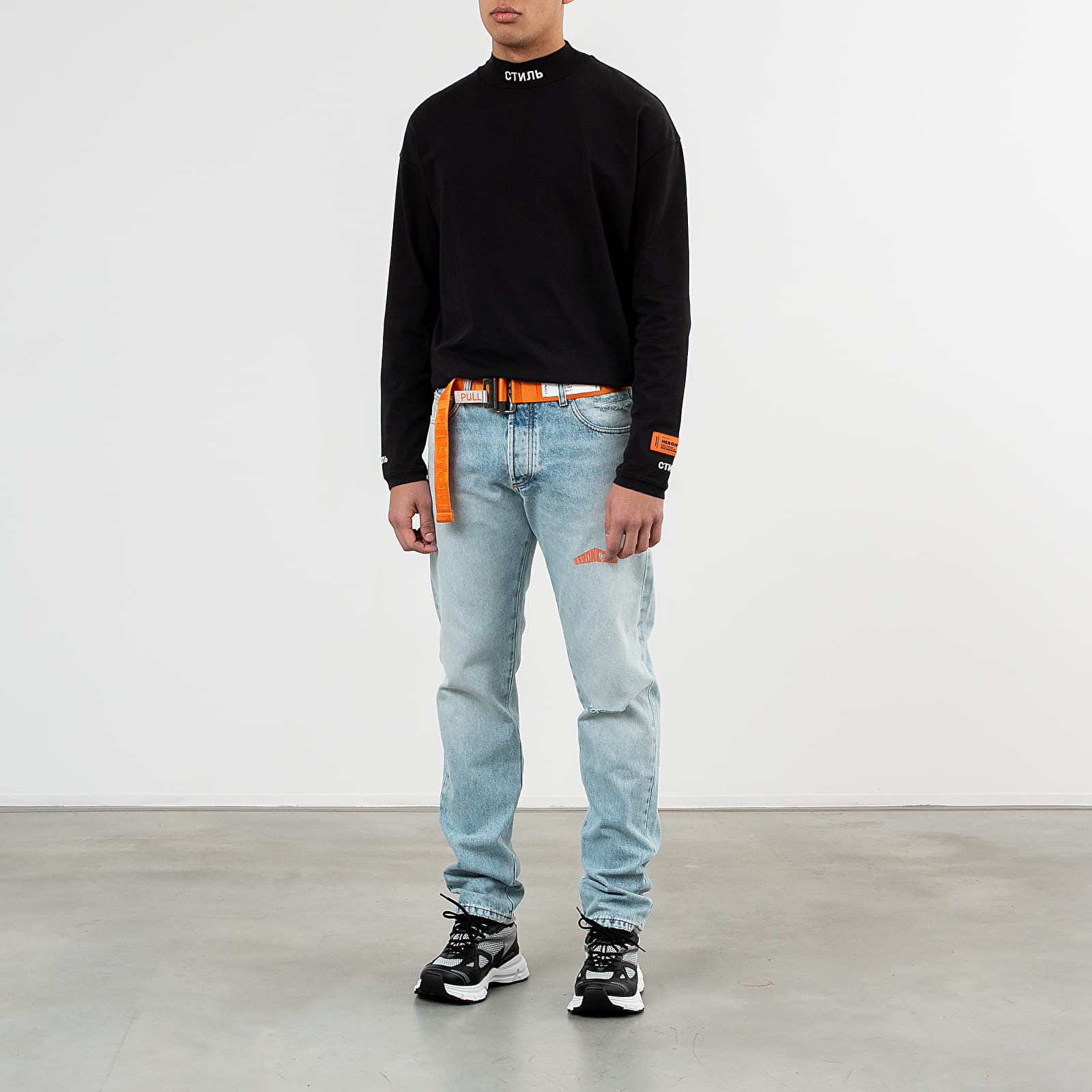 Nohavice HERON PRESTON 5 Pockets Denim Pants Vintage Wash Blue