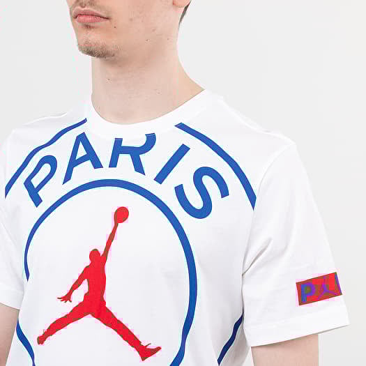 T Shirts Jordan Paris Saint Germain Logo Tee White Game Royal University Red Footshop