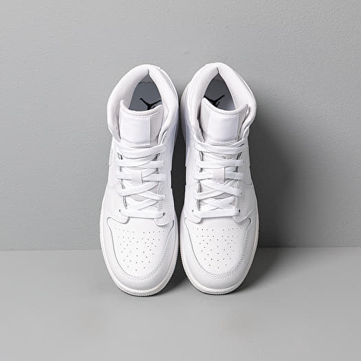 Air jordan 1 mid gs white sales