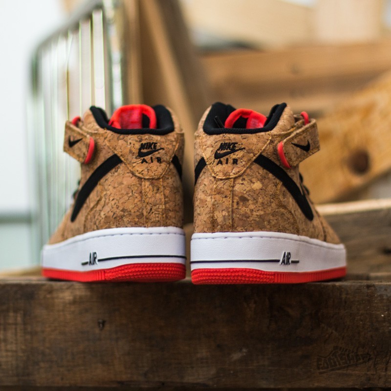 Nike Air Force 1 Mid ´07 Cork, Natural/ Black- Bright Crimson