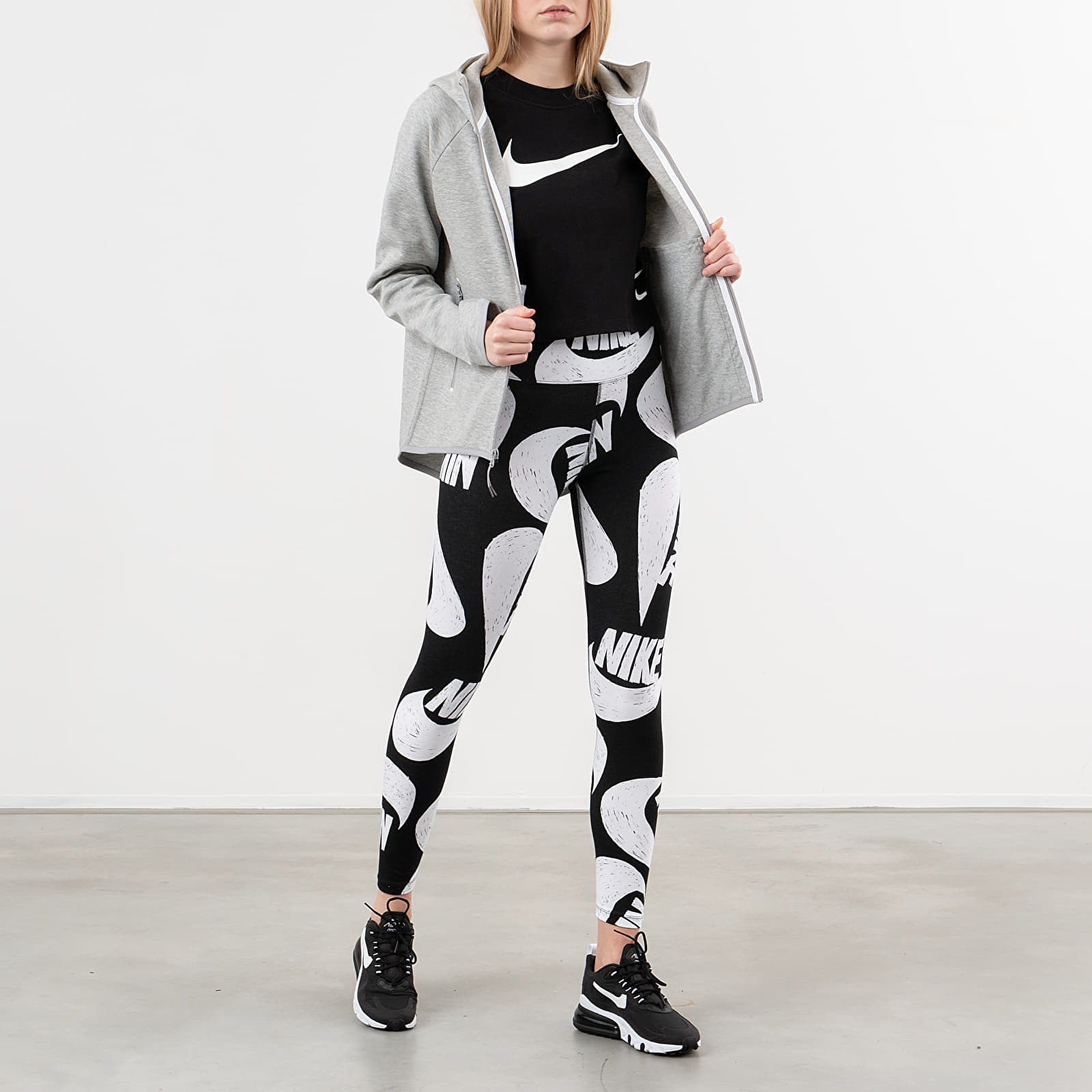 Džemperiai su gobtuvais ir džemperiai Nike Sportswear Tech Fleece Cape Dark Grey Heather/ Matte Silver/ White