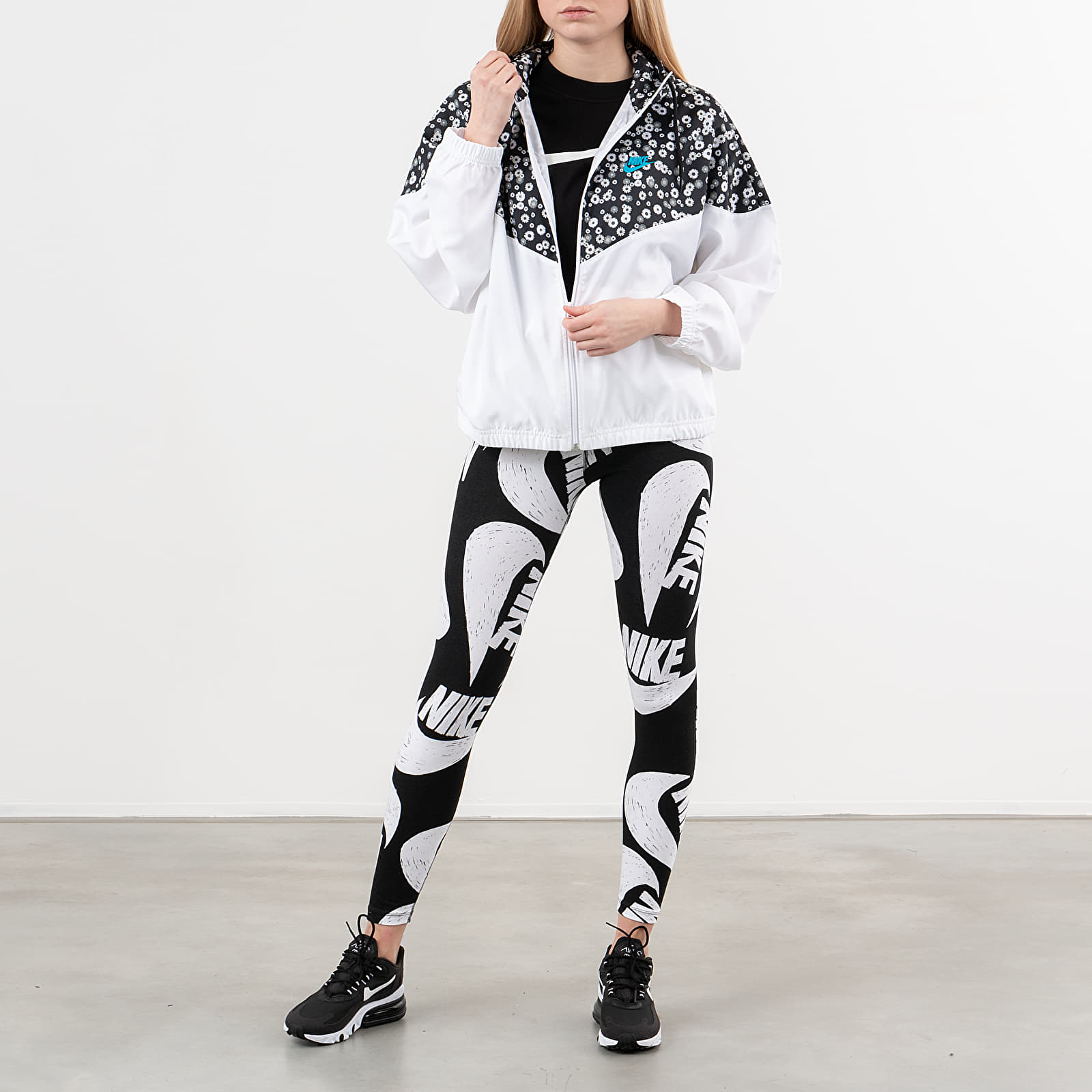 えっチャンLナイキ花柄軽量ジャケット Jackets Nike Sportswear Heritage Woven Floral Jacket Black/ White