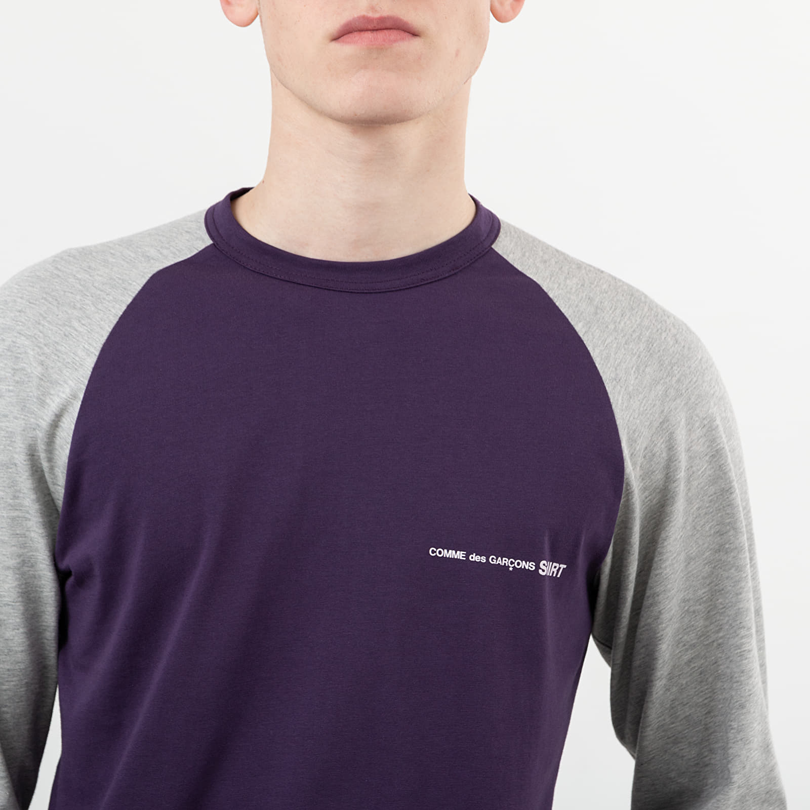 T shirts Comme des Gar ons SHIRT Logo Baseball Tee Purple Grey