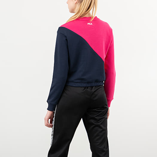 Hoodies and sweatshirts FILA Banji Cropped Crewneck Pink Yarrow Black Iris Footshop
