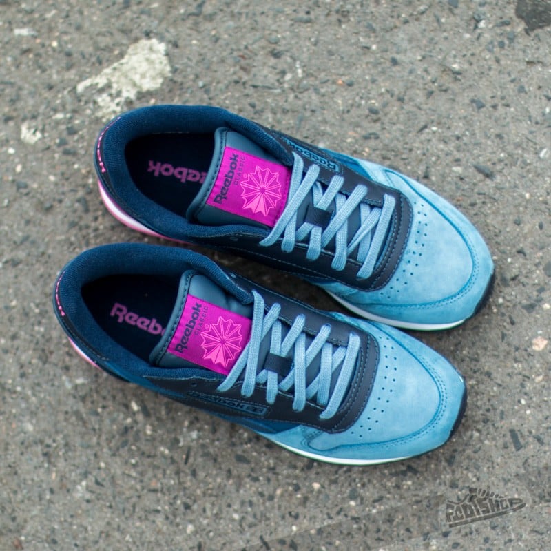 Women s shoes Reebok Classic Leather PM Blue Fuchsia Pink Footshop