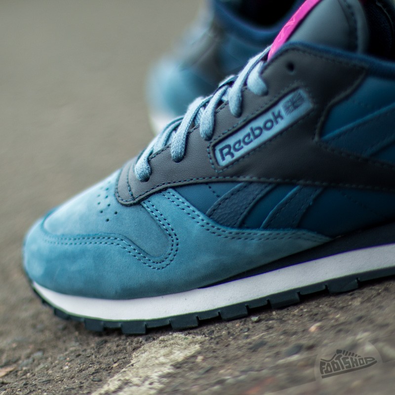 Damesschoenen Reebok Classic Leather PM Blue Fuchsia Pink Footshop