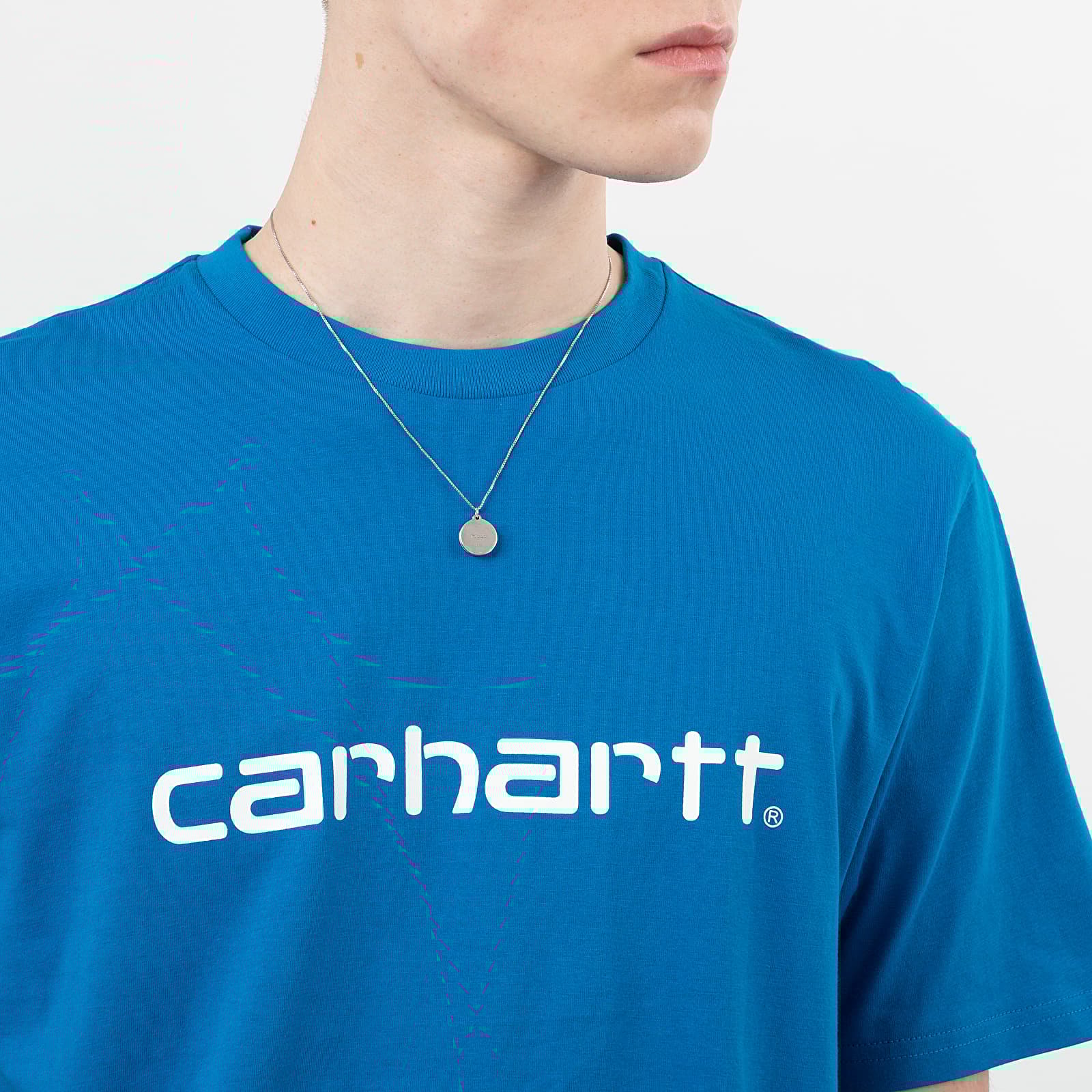 Marškinėliai Carhartt WIP Script Tee Azzuro/ White