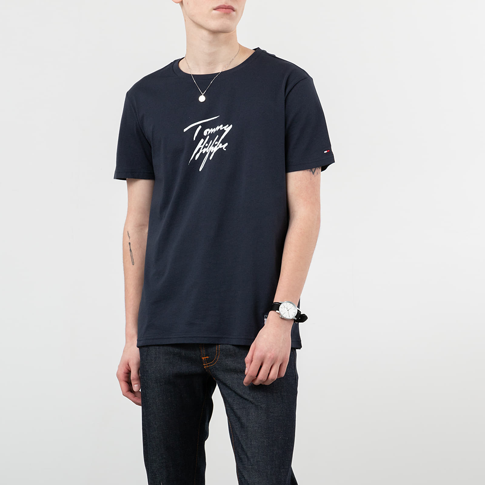 Camisetas Tommy Hilfiger Signature Logo Tee Navy Blazer
