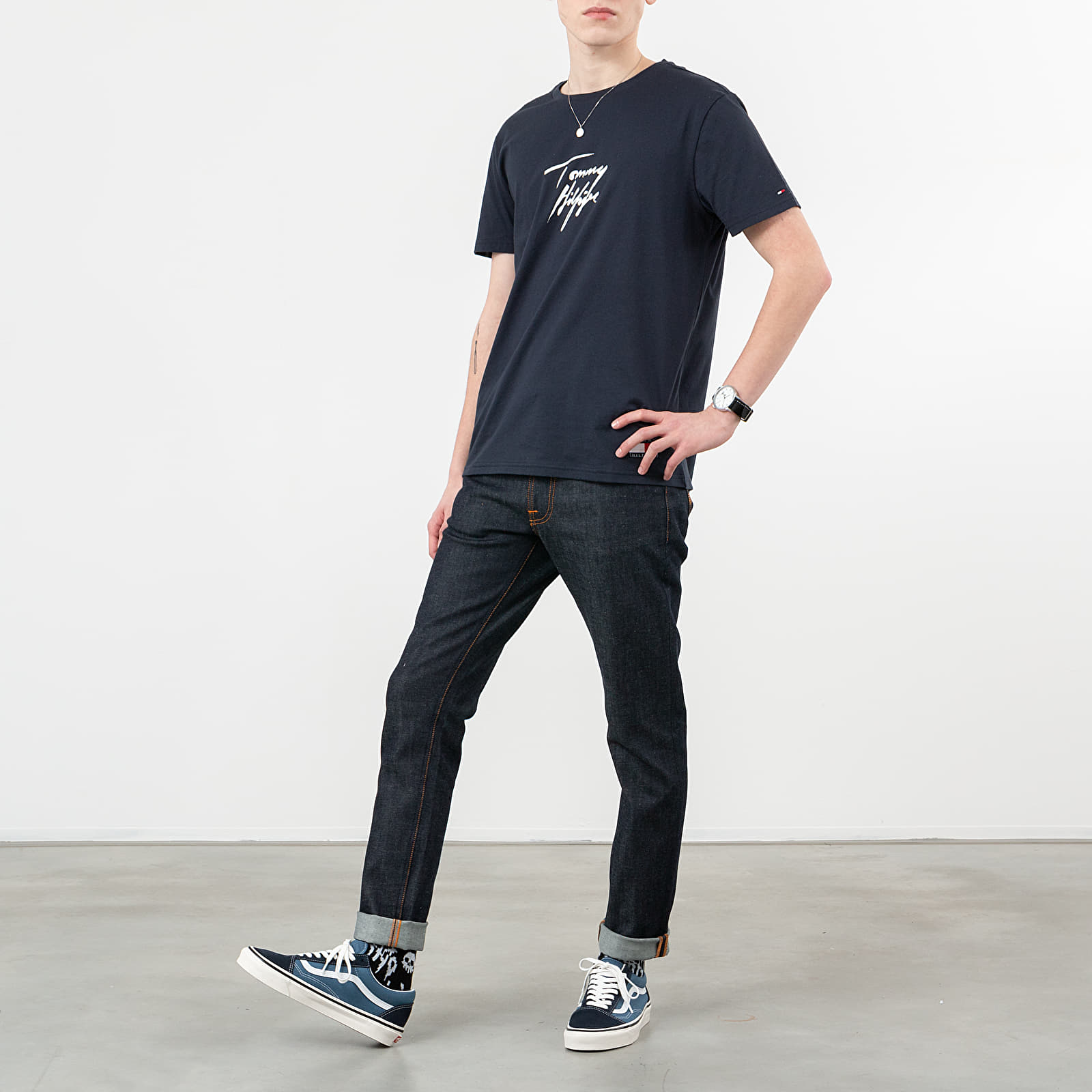Camisetas Tommy Hilfiger Signature Logo Tee Navy Blazer