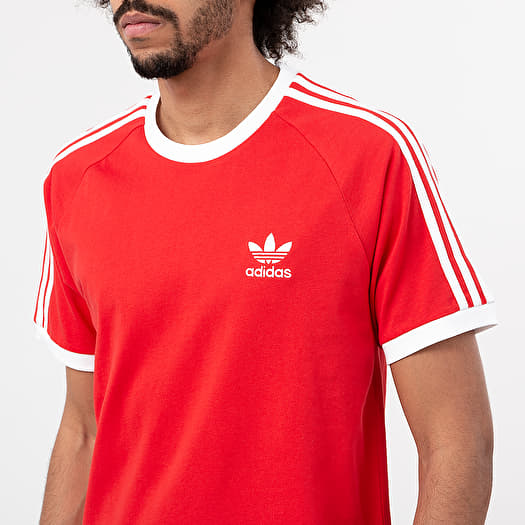 adidas 3 stripe shirt red