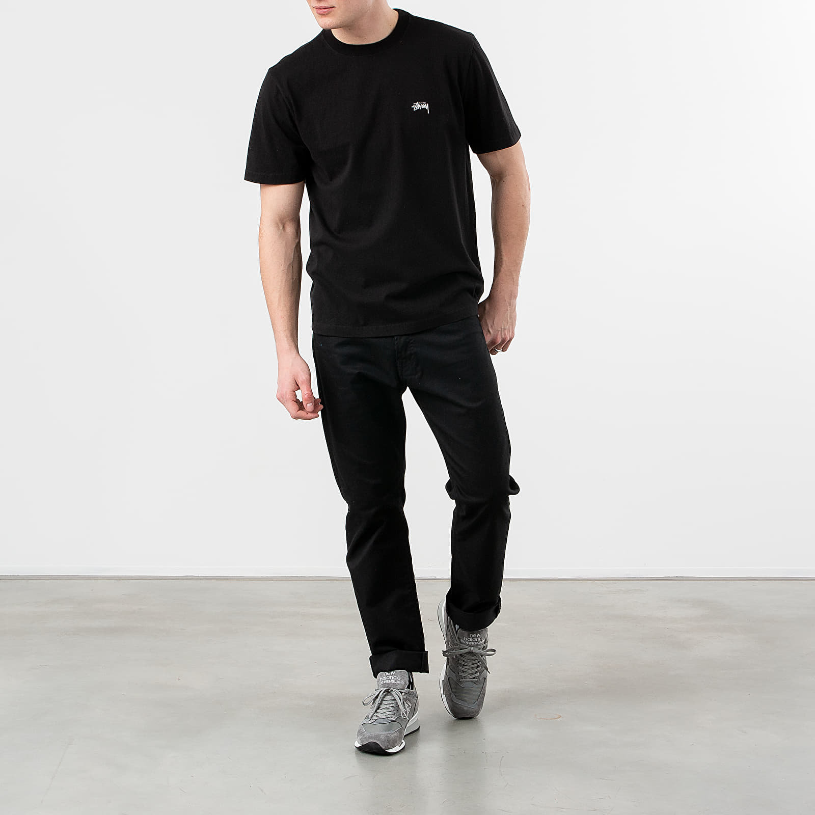 T-shirts Stüssy Stock Logo Crew Tee Black