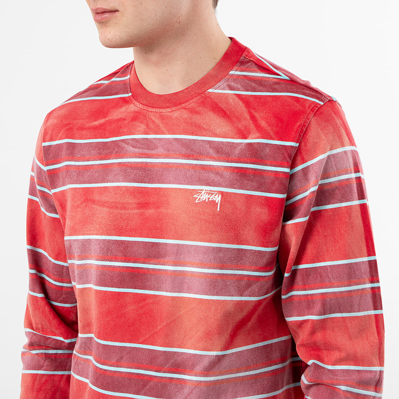 T-shirts Stüssy Bleach Stripe Crew Long Sleeve Tee Red