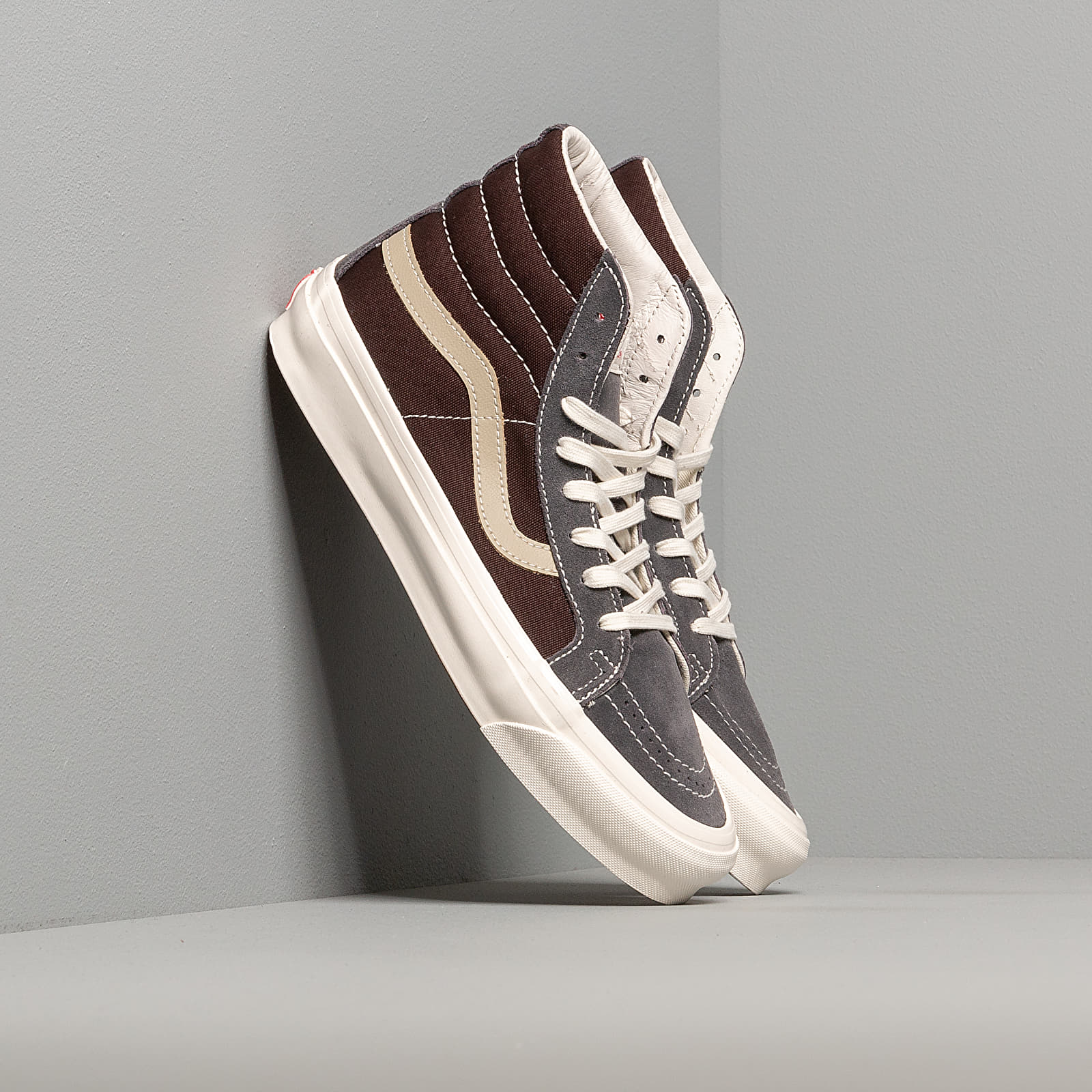 Men s shoes Vans OG Sk8 Hi LX Suede Canvas Brown Grey
