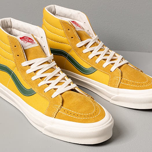 Yellow suede high top vans discount