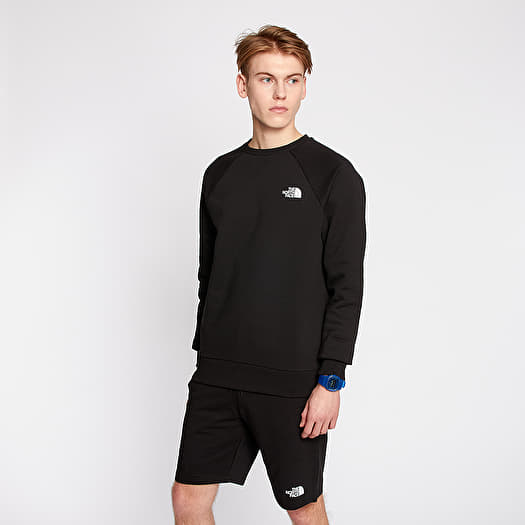 The north face raglan red outlet box crewneck sweatshirt in black