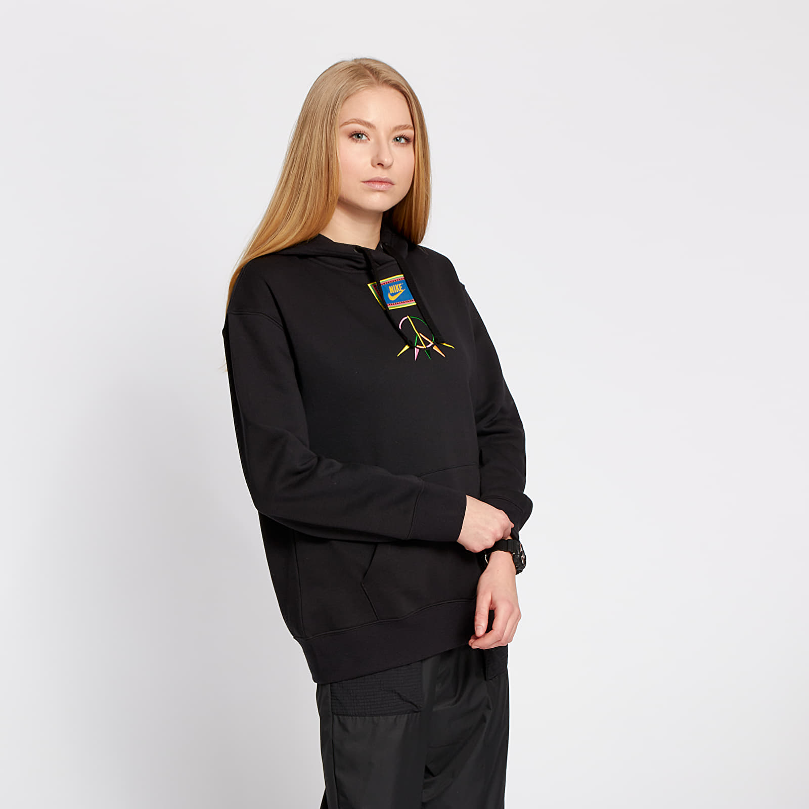 Nike peace logo oversized black hoodie new arrivals