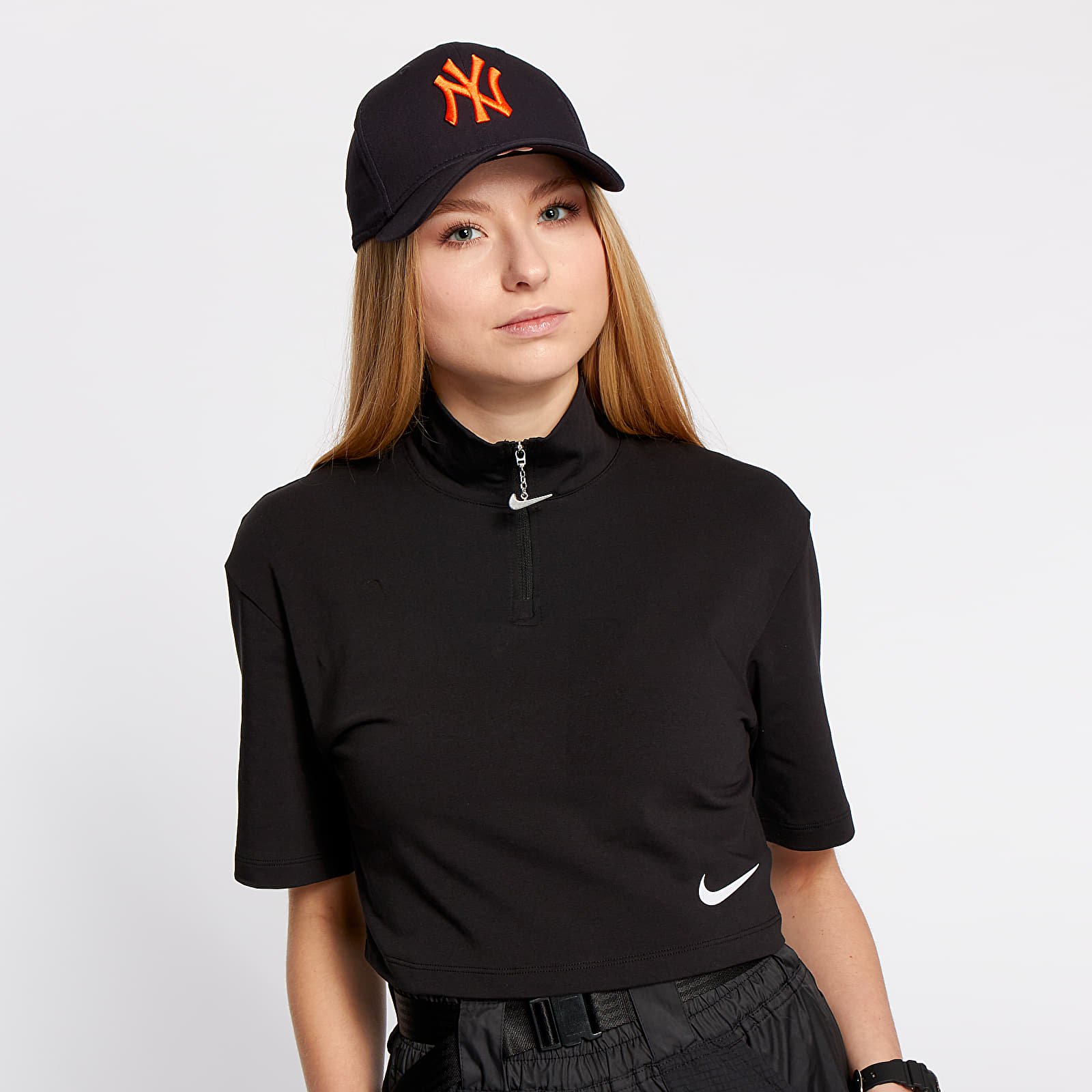 Pólók Nike Sportswear Swoosh Mock Top Black/ White