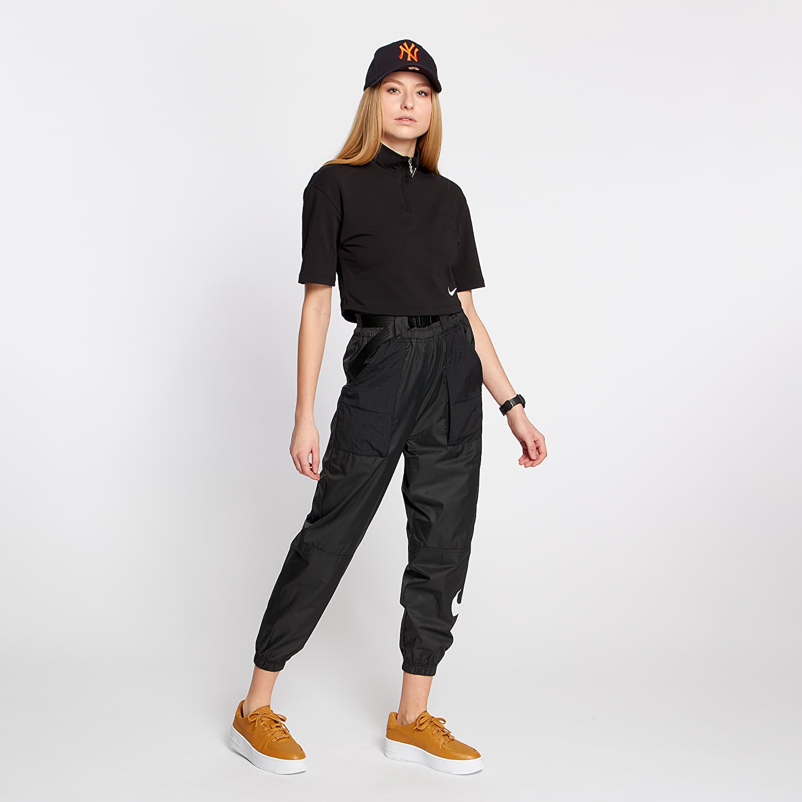 Pólók Nike Sportswear Swoosh Mock Top Black/ White