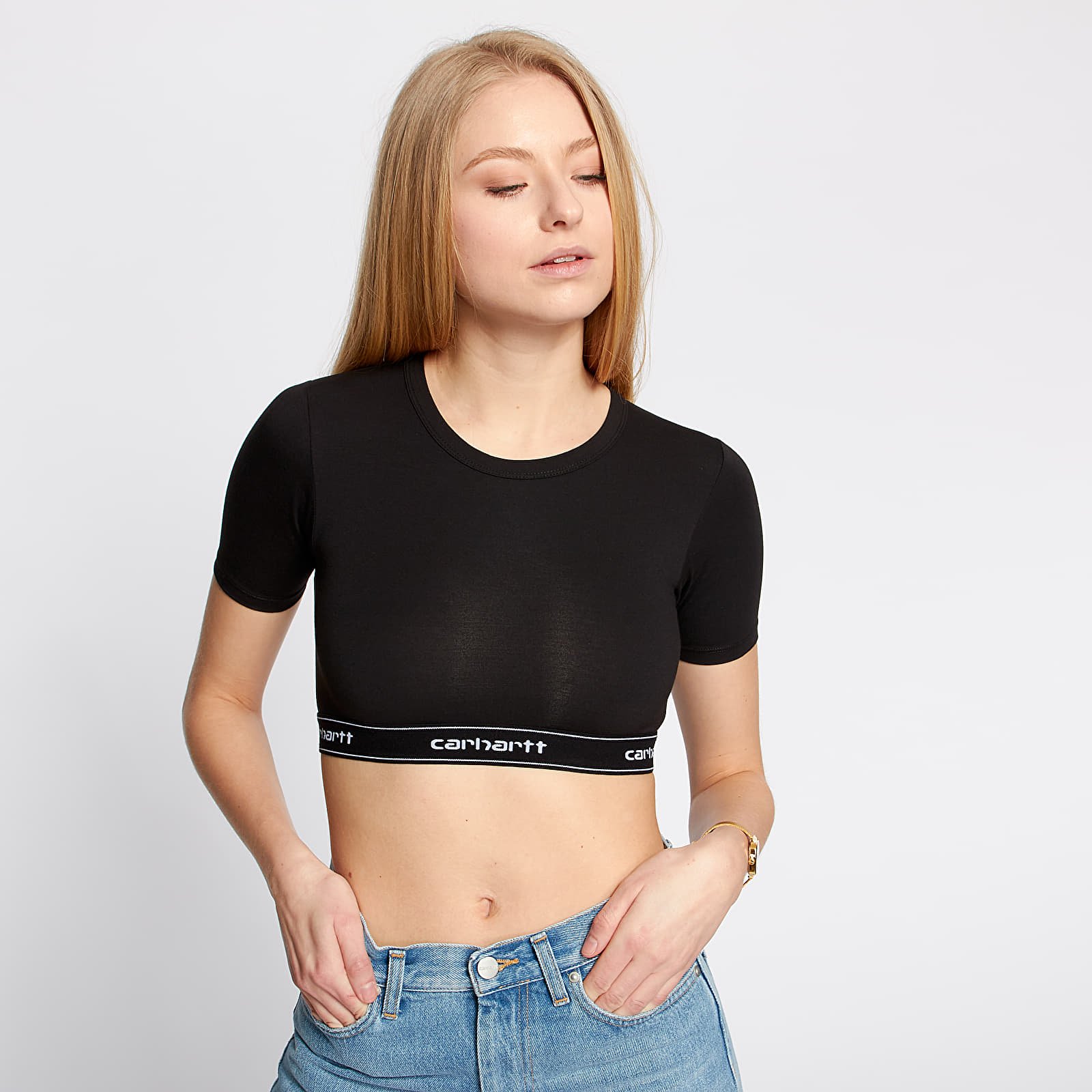 Tank Tops Carhartt WIP Script Crop Top Black White Footshop