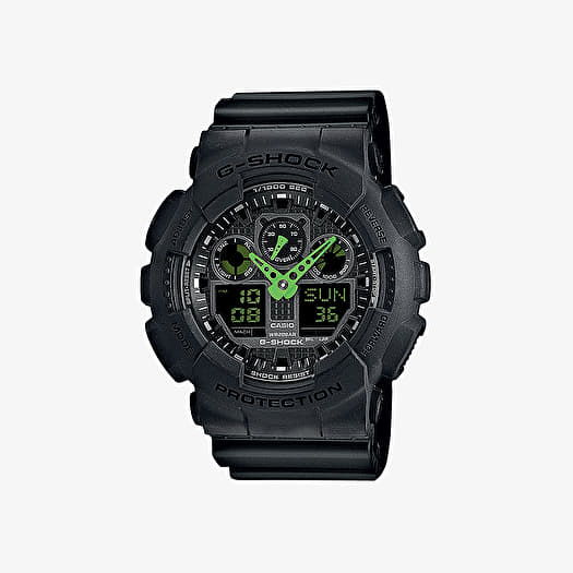 Black and green g shock watch discount