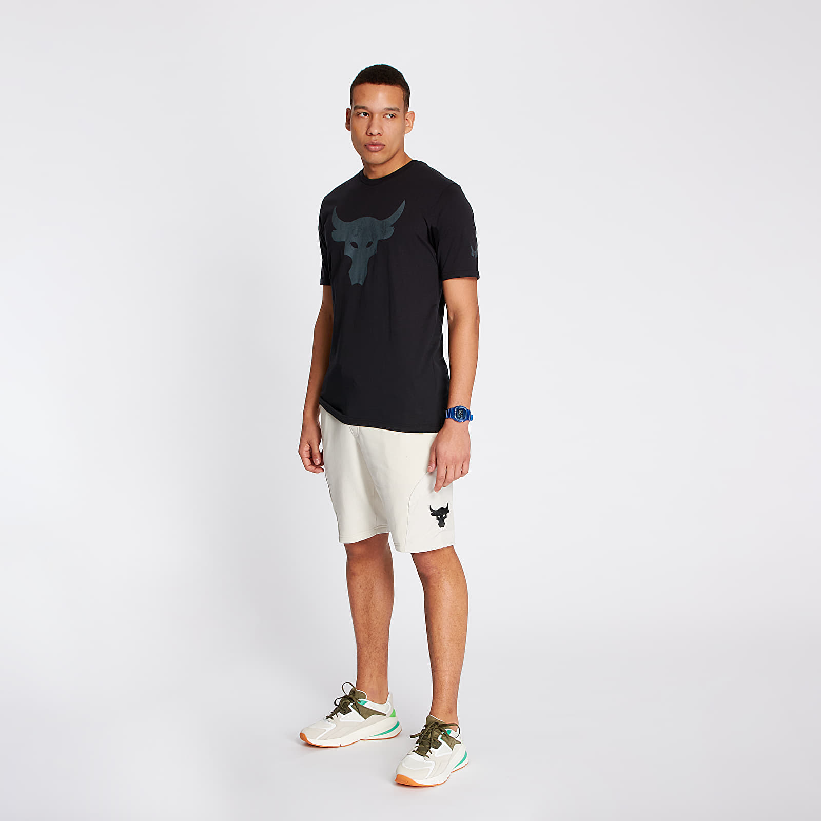 Šortai Under Armour Project Rock Terry Shorts Summit White/ Black