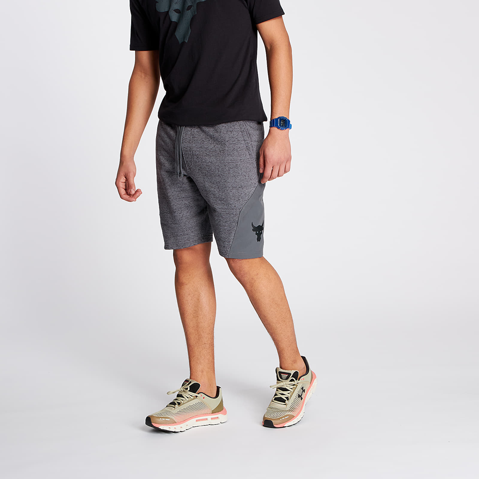 Šortky Under Armour Project Rock Terry Shorts Pitch Gray Full Heather/ Black