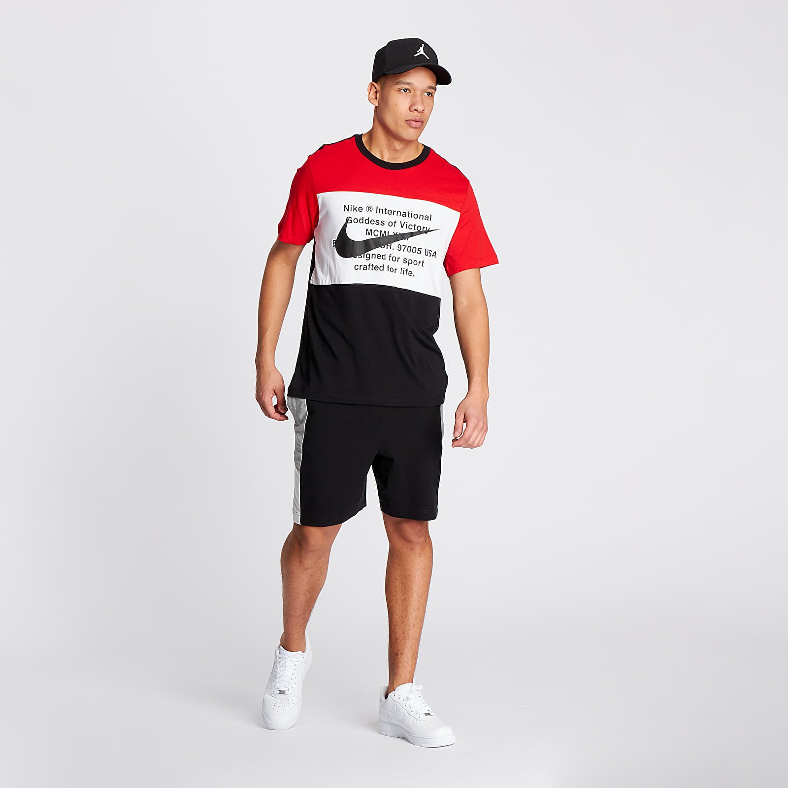 Pantaloni scurți Nike Sportswear Jersey CB Shorts Black/ Dark Grey Heather/ Sail/ White