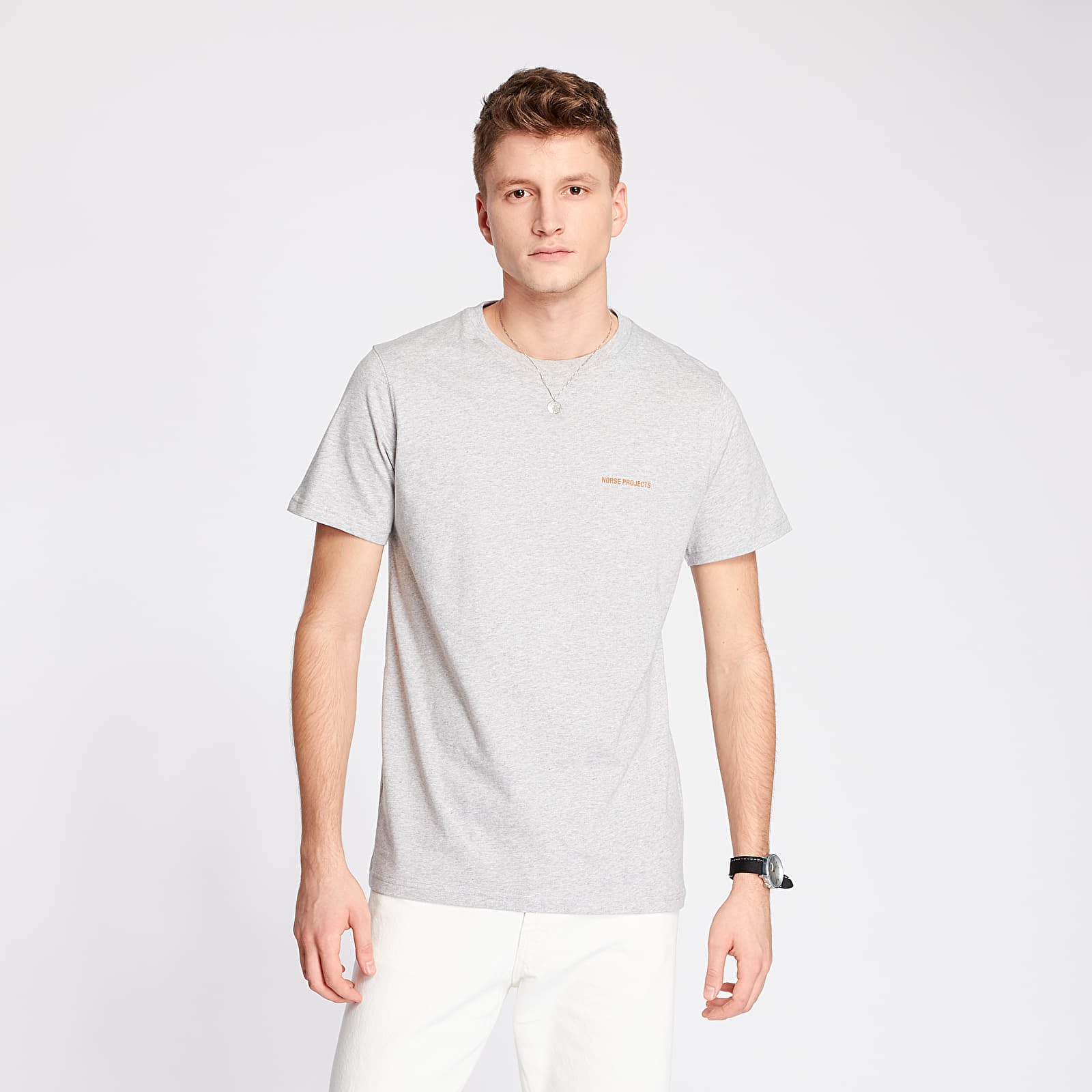 T-shirts Norse Projects Niels Norse Projects Logo Tee Light Grey Melange