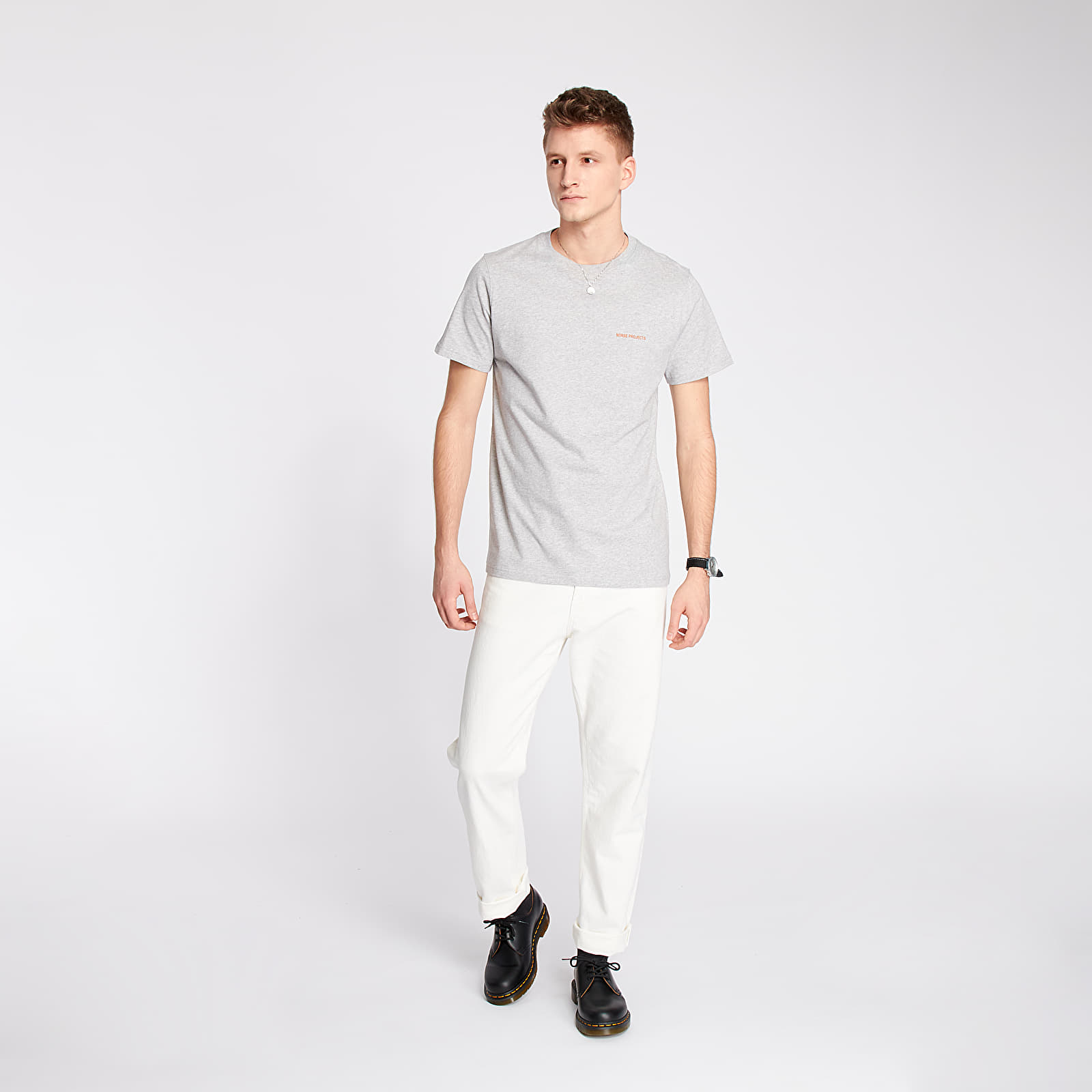 T-shirts Norse Projects Niels Norse Projects Logo Tee Light Grey Melange