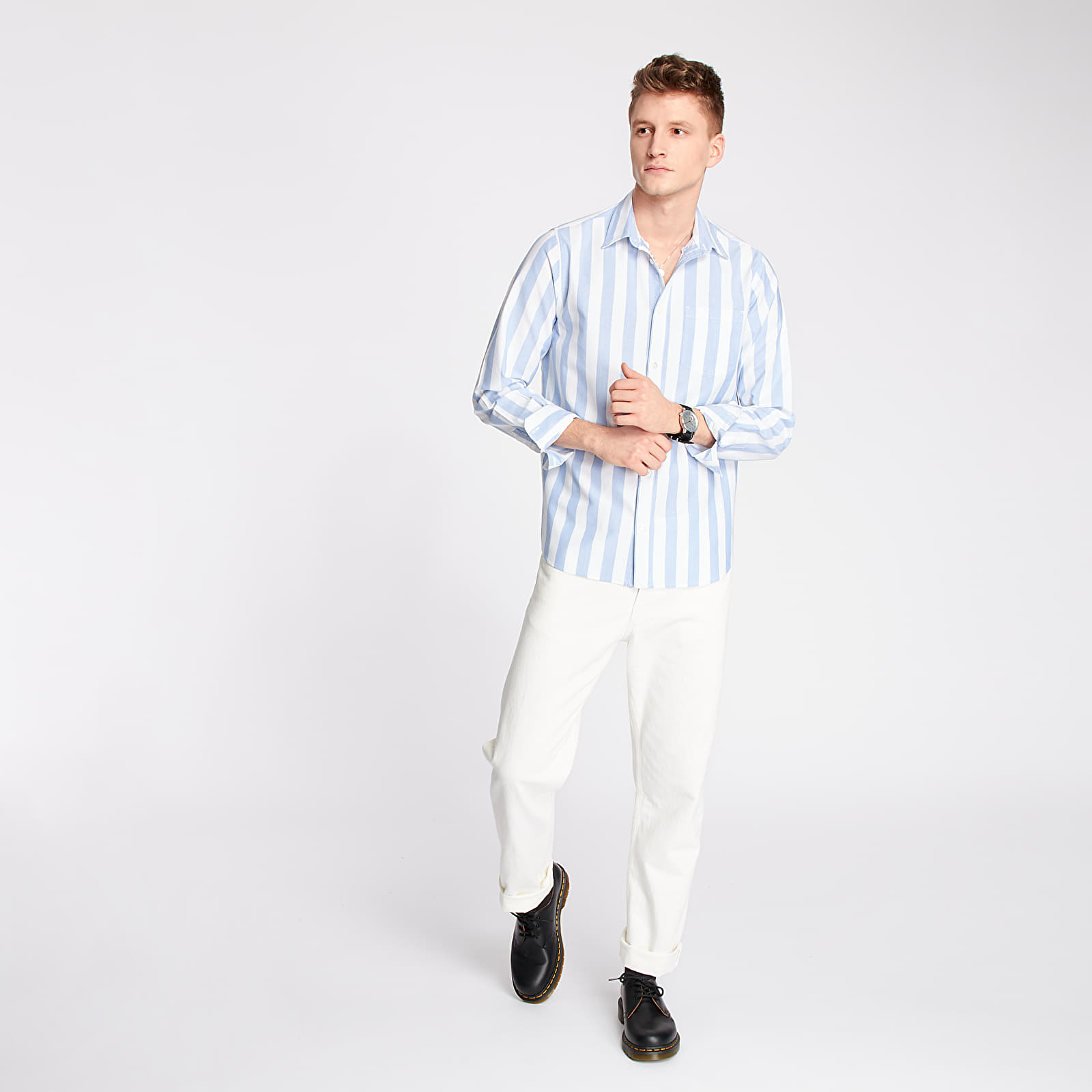 Ризи Norse Projects Anton Oxford Shirt Pale Blue Wide Stripe